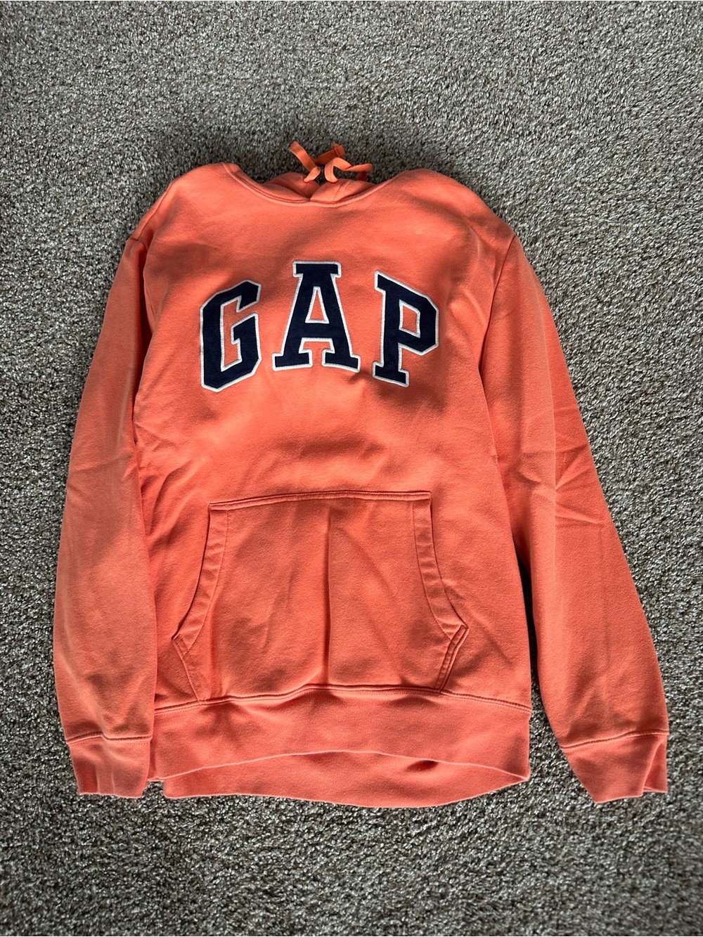 GAP Coral-Orange Hoodie with Navy Logo